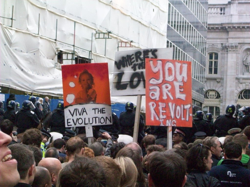 Pickets: People from all different view points were protesting 