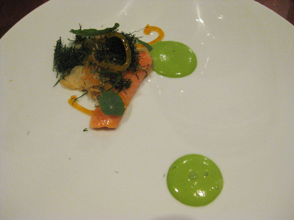 Ocean trout, nasturtium, smoked roe, fennel, kettle chips, onion and yoke