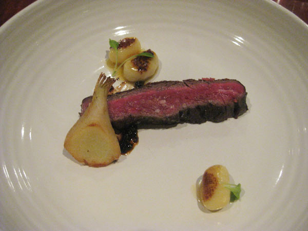 Calotte of beef, black truffle, gnocci and artichoke