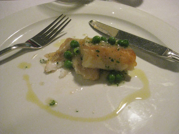 Salted cod "Armengol" in salsa verde and green peas