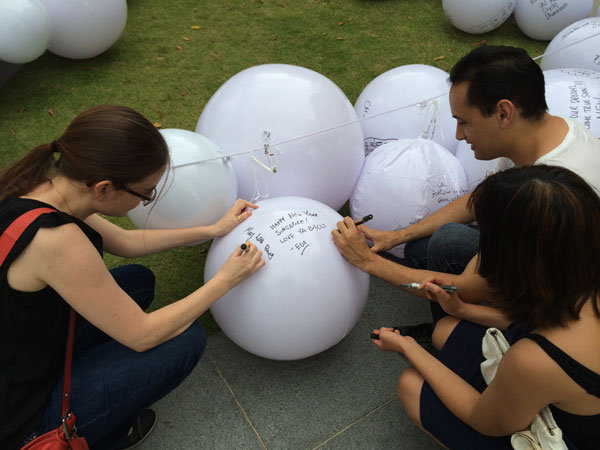 Writing a New Years message for Singapore with an old friend