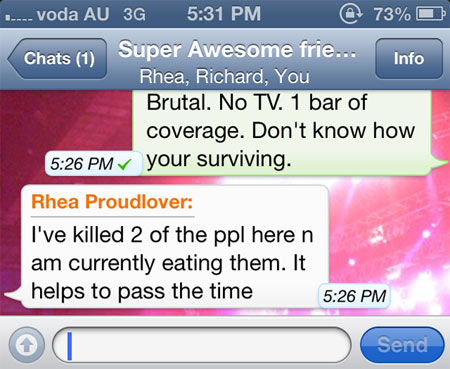 Things are beginning to turn ugly for a friend stranded on an island